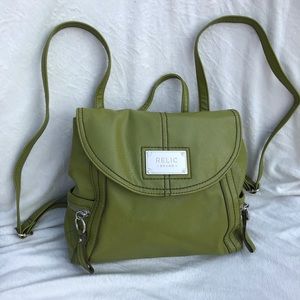 RELIC by FOSSIL green faux leather backpack purse
